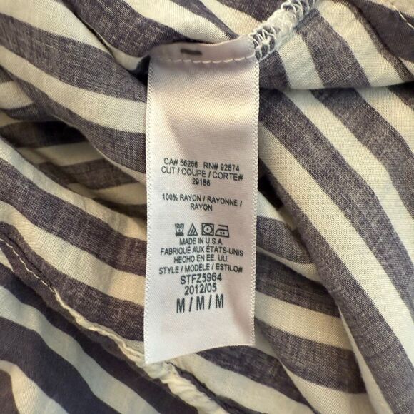 Splendid Striped Long Sleeve Rayon Tunic Shirt Blouse White Blue Medium - Picture 5 of 5